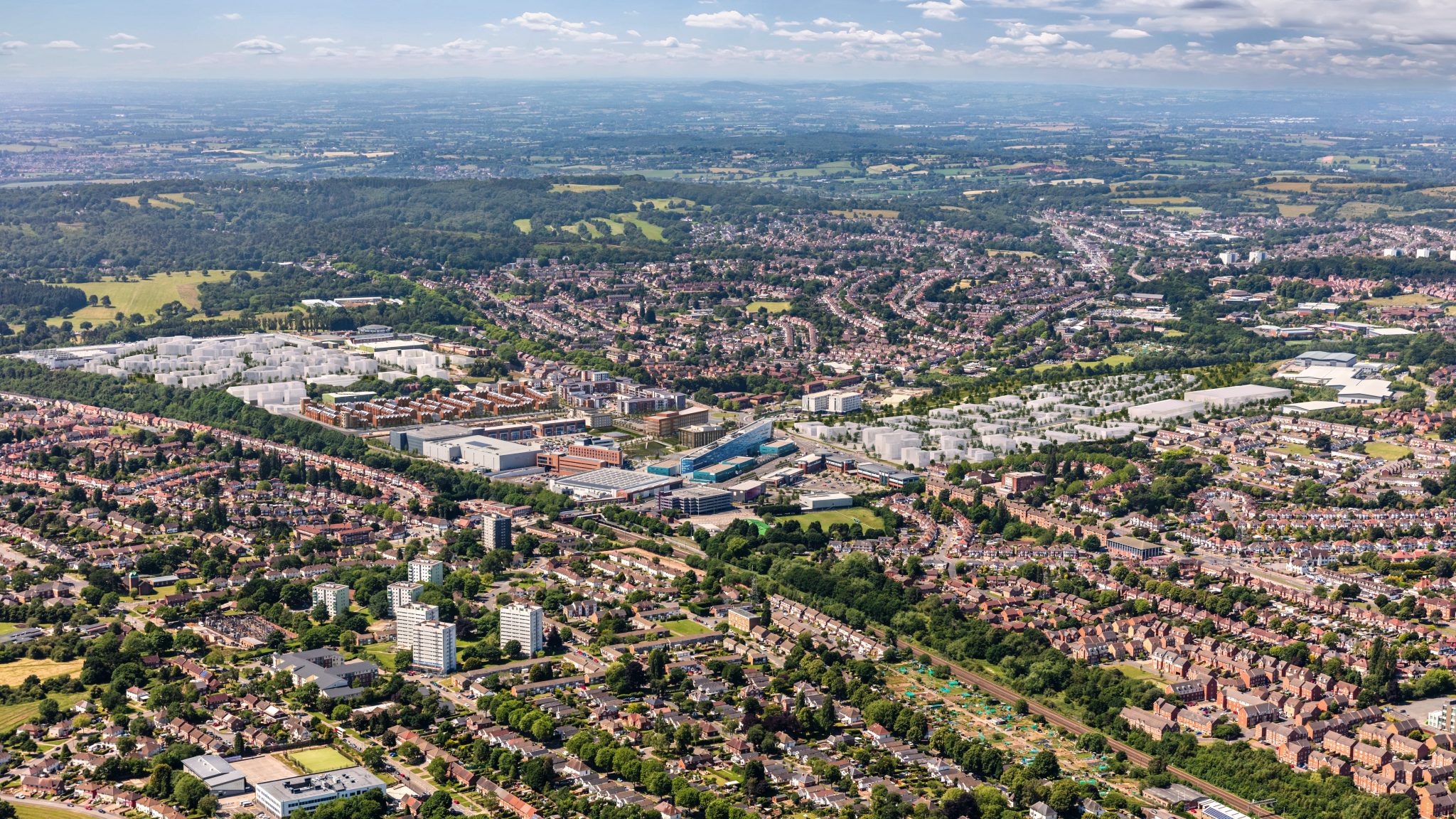 Aerial view of Longbridge Birmingham.