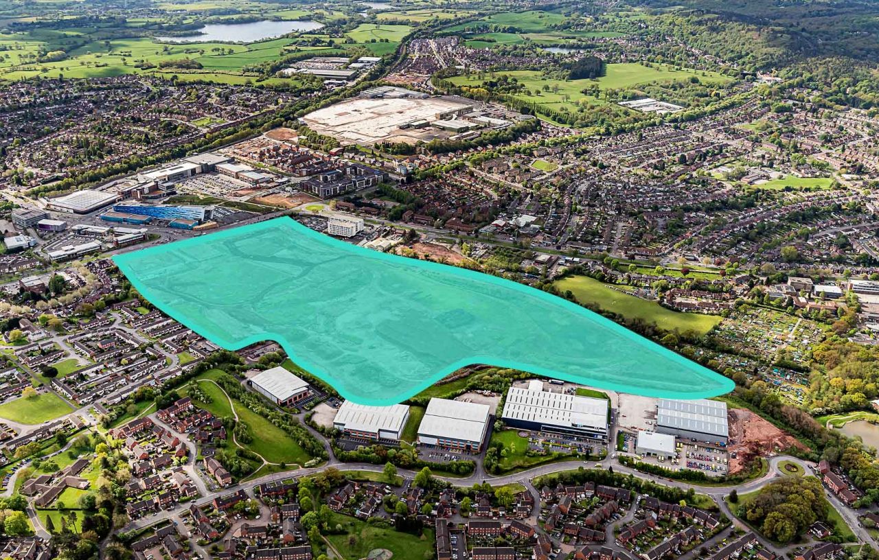 The area of West Longbridge. Aerial.